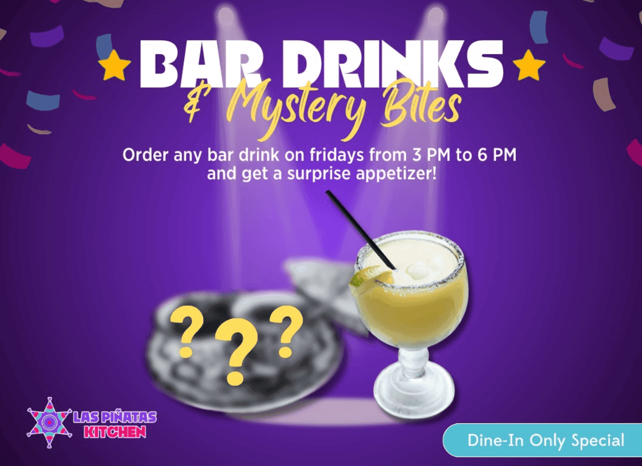 Margaritas and bar drinks at Las Piñatas Kitchen Tomball — Friday happy hour